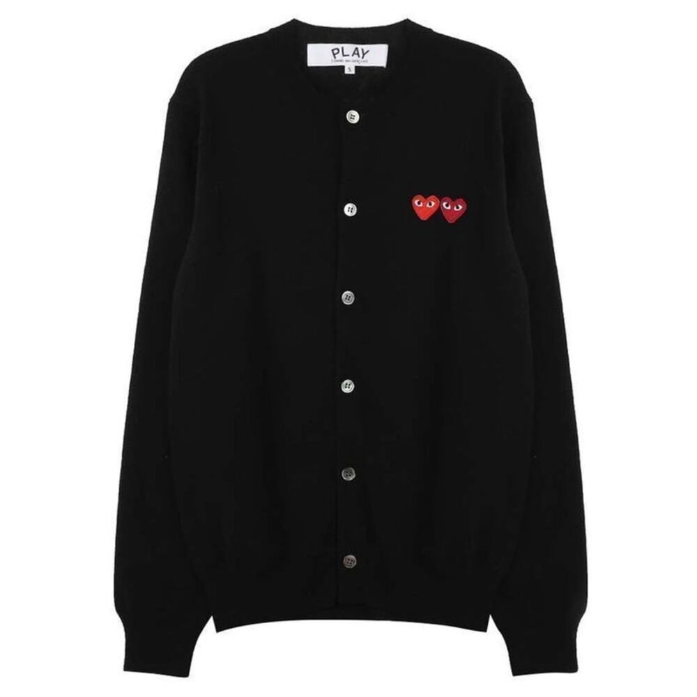 Double Heart Patch Cardigan Black - image 1